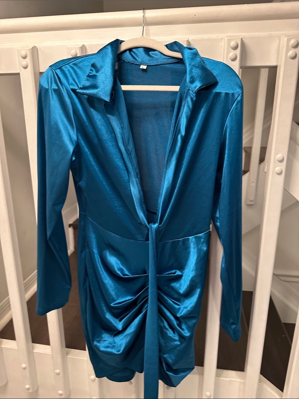 Source Unknown Teal Satin Midi Dress